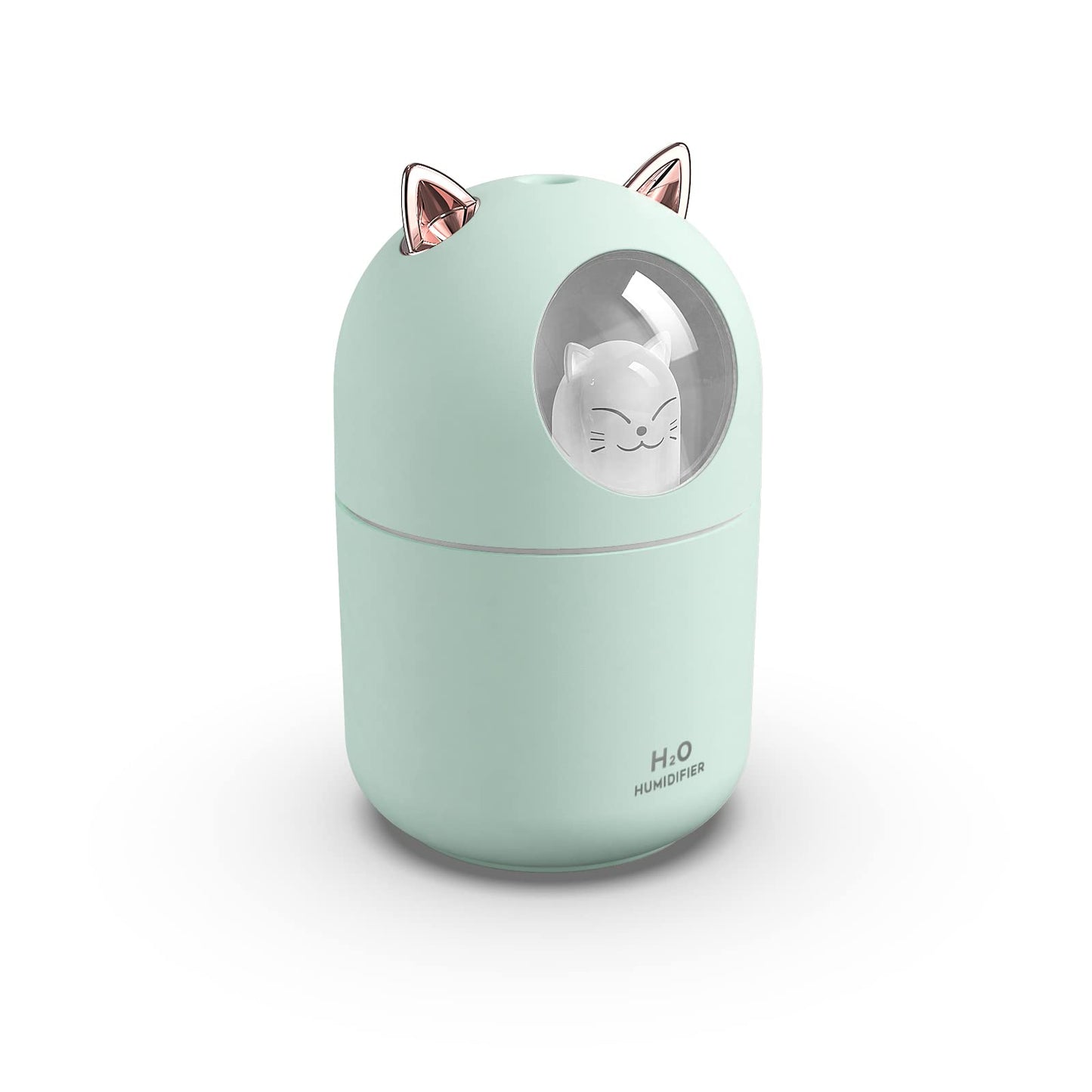 Portable 300ml Mini Cool Mist Humidifier With Night Light, USB Auto Shut-Off, Ultra-Quiet, 2 Spray Modes for Home Office Travel (Green)