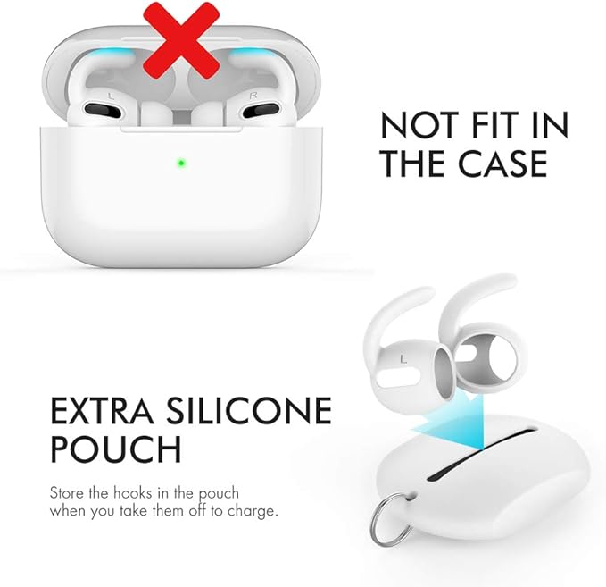 AhaStyle 3 Pairs AirPods Pro Ear Hooks Covers [Added Storage Pouch] Anti-Slip Ear Covers Accessories Compatible with Apple AirPods Pro (White)