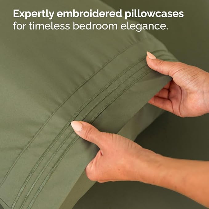 Bulk Case Pack of 12 Sheet Sets - (12) Complete Cal King Size Sheet Sets w/Deep Pockets - Wholesale Bulk Bedding for Hotels, Spas & Airbnbs - Breathable, Soft & Wrinkle Free - (Cal King, Sage Green)