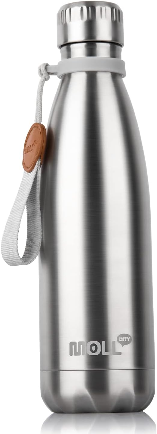 17 oz Stainless Steel Water Bottle-Insulated Water Bottle-Sports Water Bottle for School Double Walled Vacuum Cola Shape-Leak Proof Sport Water Bottle(SS)