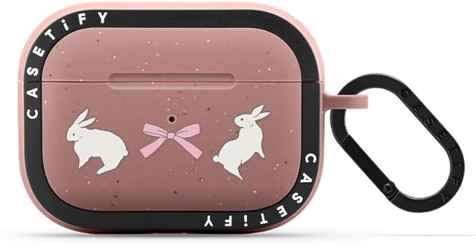 CASETiFY Bounce Airpods Pro (1st/2nd Gen) Case with Ring - Rabbit Ribbon - Matte Dusty Rose