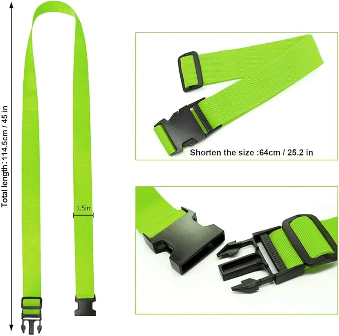 4Pack Luggage Straps Add Bag Luggage Straps to Connect Two Suitcases, Adjustable Luggage Belt Connector for Carry On, Travel Attachment Accessories to Hold Suitcases Together, Green