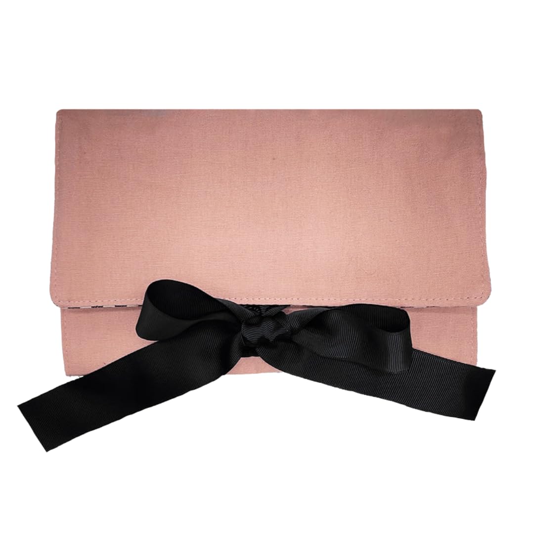 Bag-all Travel Jewelry Roll | Flat Roll Up Jewelry Organizer Case | Compact Traveling Necklace Organizer | Traveling Pouch for Jewellery | Pink/Blush