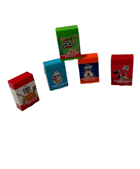 Taste Beauty 5-Piece Kelloggs Cereal Flavored Lip Balm Vending Machine Set, Cute Cereal Box Shaped Balms, Includes Corn Flakes, Rice Krispies, Frosted Flakes, Apple Jacks, & Fruit Loops