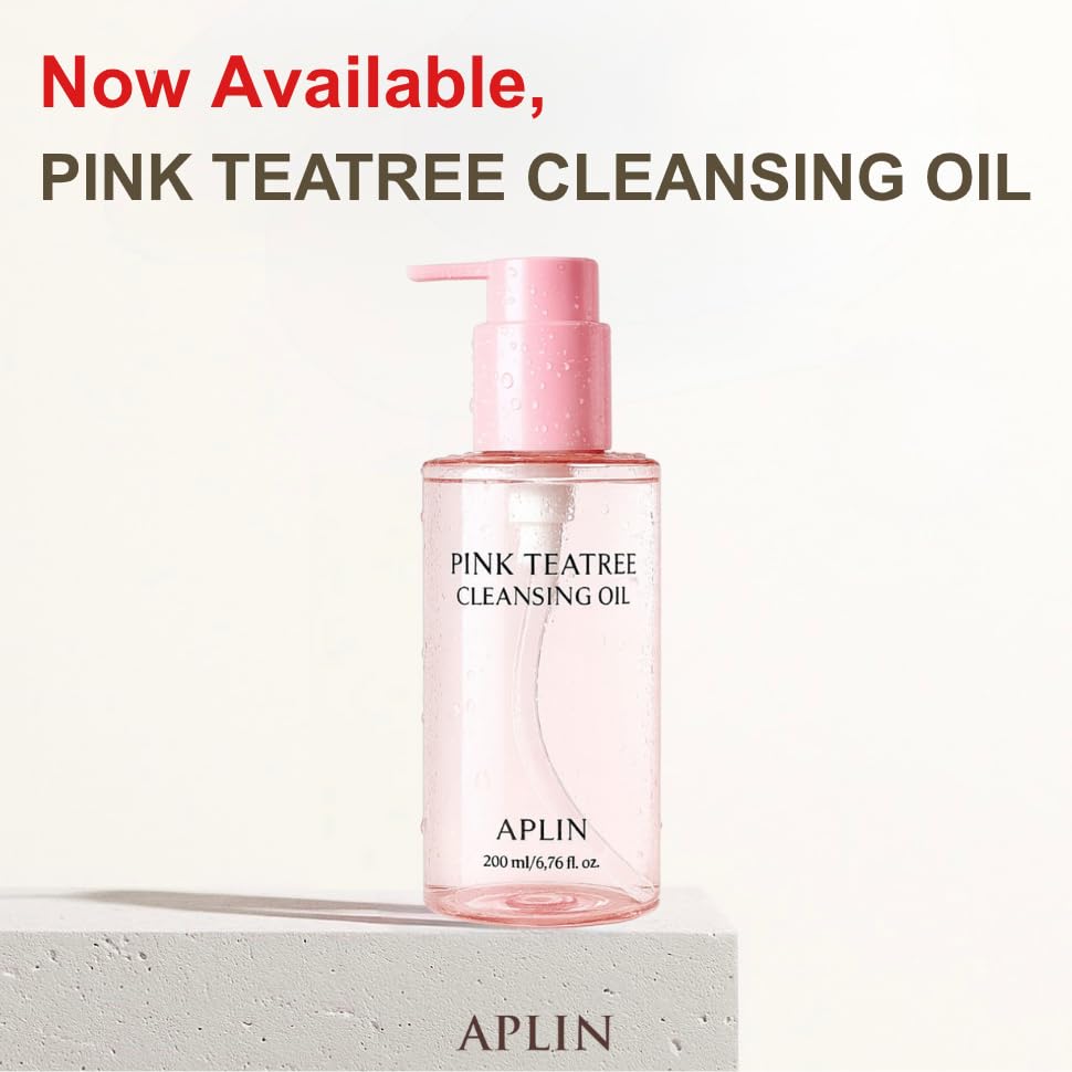 aplin Pink Tea Tree Cleansing Oil, Oil Cleanser for Face, Makeup Blackhead Remover, Korean Skin Care 6.76 fl oz(200ml)