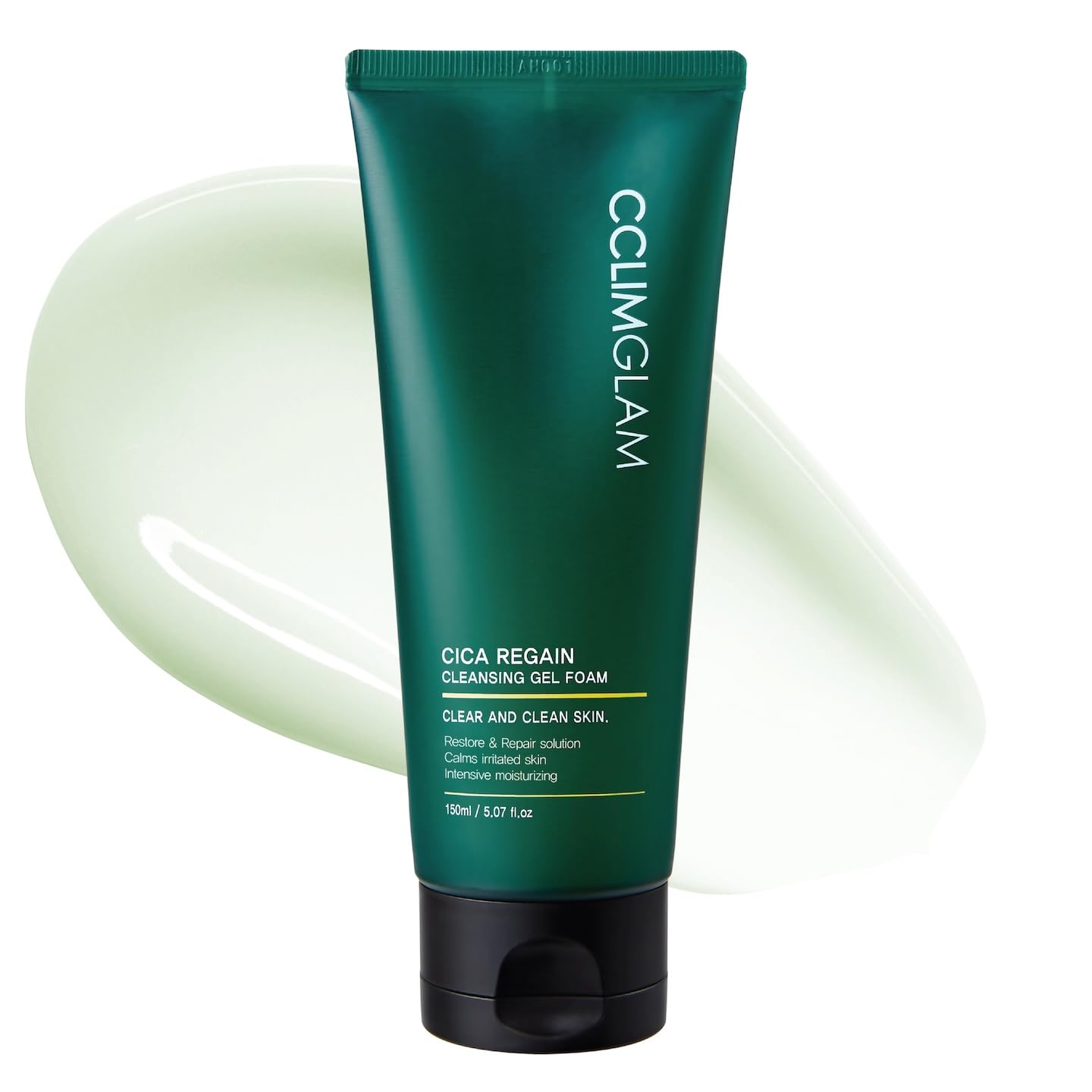 CCLIMGLAM CICA Regain Cleansing Gel Foam 150ml(5.07Fl.Oz), Vegan Mild Skin Barrier Cleanser for Sensitive, Pore and Sebum Care, Calming Soothing Effect, Clean Beauty, Korean Skin Care