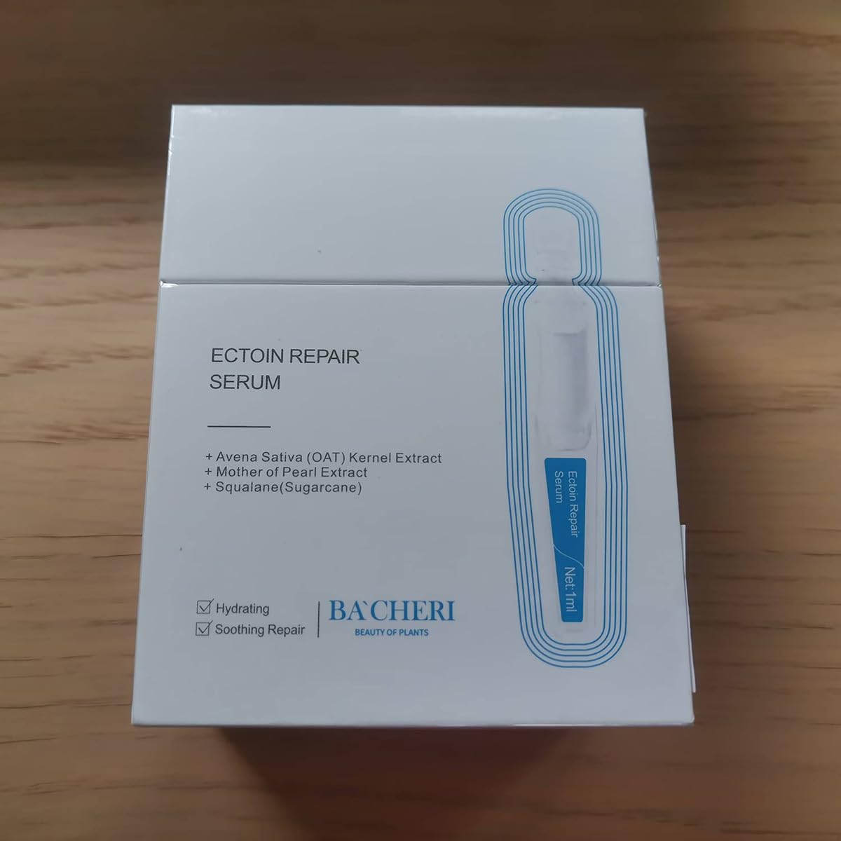 BACHERI Ectoin Repair Face Serum Ampoules # 15 Pcs/Box - Deep Moisture & Anti-Aging Serum with Beta-Glucan, Glycerin, and Hyaluronic Acid – Hydration, Soothes & Protects All Skin