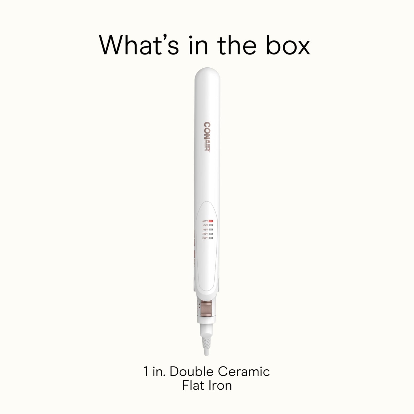 Conair Double Ceramic Flat Iron, 1-Inch Flat Iron Hair Straightener, Five Heat Settings, Extra Long Floating Plates, White