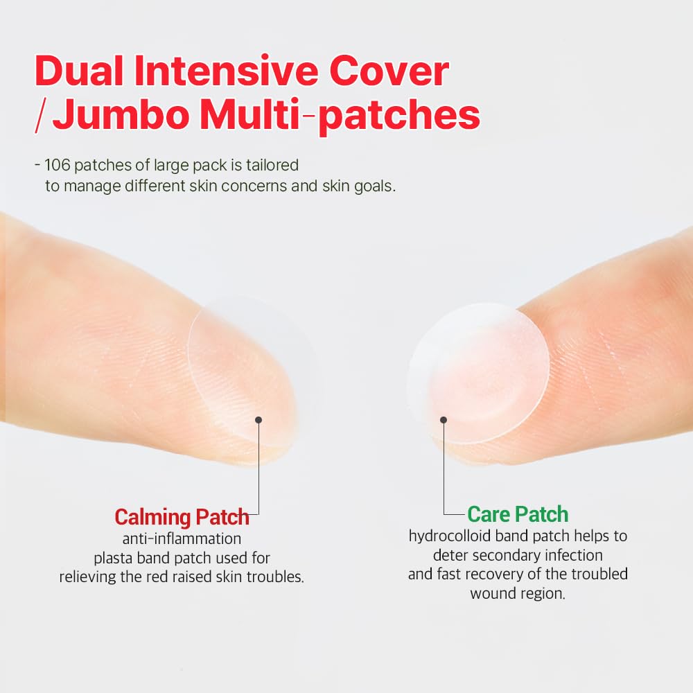 Ariul True AC Spot Cover Duo Set – Before & After Blemish Care, Hydrocolloid Patch with Salicylic Acid, Niacinamide, Tea Tree Oil & Cica, Ultra-Thin, Korean Skin Care, 106 Patches (Red - Duo Set)