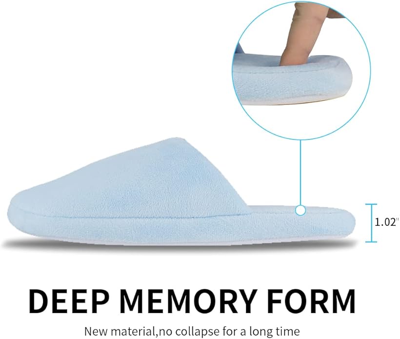 3-Pair Luxury Spa Slippers - Cotton Memory Foam Non-slip Closed Toe Washable Slippers for Hotel,Guest,Travel,Bride,Women and Men
