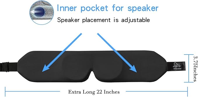 ALASKA BEAR Sleep Headphone Mask Bluetooth 5.2 HD Stereo Noise Reduction 3D Eye Mask for Sleeping Eye Contour Built-in Mask w/Thin Speakers Wireless Audio Sports Headgear(Black)