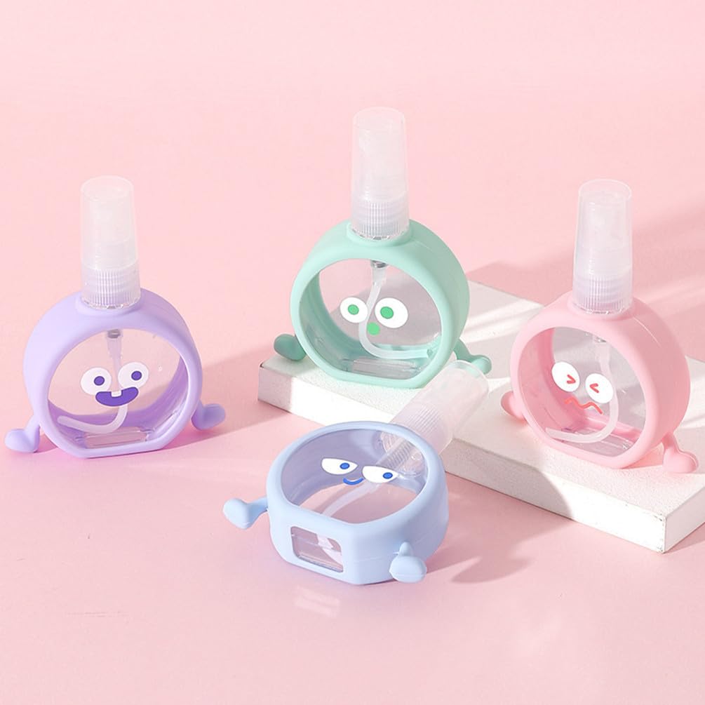 Travel Spray Bottle 55 ml / 1.85 oz, 4 Pack Empty Fine Mist Plastic Mini Travel Bottle Set, Reusable Small Refillable Liquid Containers for Perfume, Alcohol, Water, Toners, Misting & Skin Care