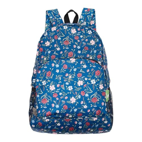 ECO CHIC Hiking Lightweight Packable Backpack - Foldable Daypack for Travel & Hiking & Outdoor Adventures - Waterproof Backpack from Recycled Materials (Floral Navy)