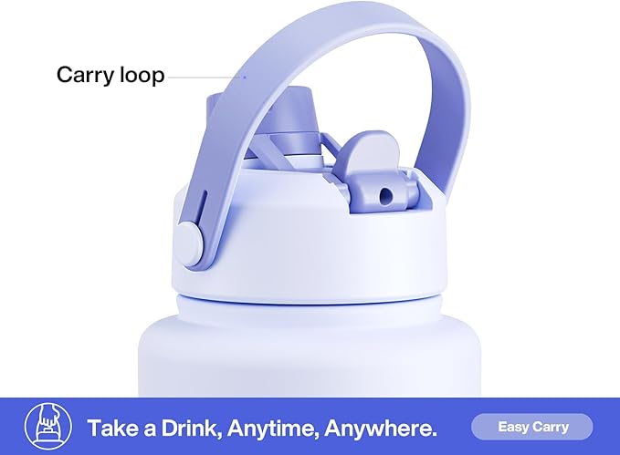 40 oz Insulated Water Bottle with 2-in-1 Straw and Spout Lid, Keep Cold 24H, Leak-Proof, BPA-Free, Double Wall Stainless Steel Water Bottle for Sports, Gym, Travel, and School (Lupine)