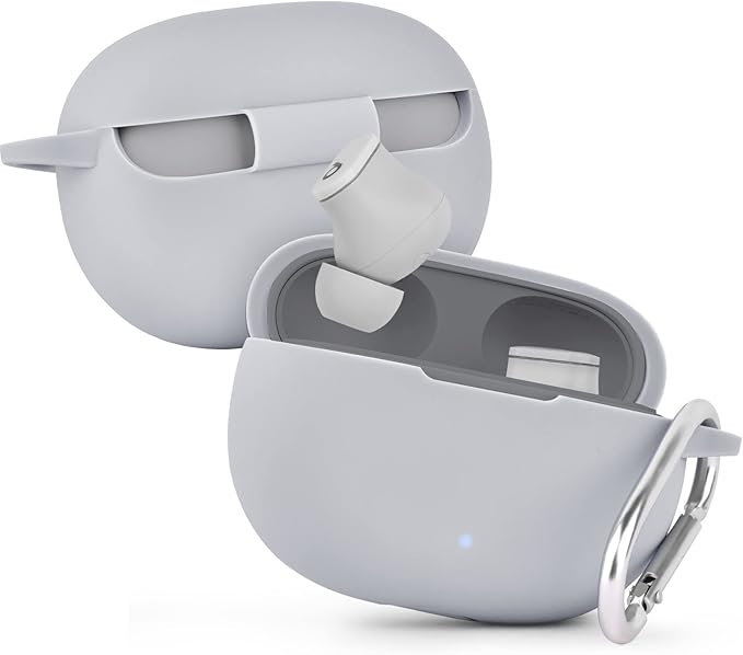 AIRSPO Silicone Case Compatible with Beats Studio Buds Case 2021 Soft Protective Cover for Beats Wireless Earbuds with Keychain (Moon Gray)