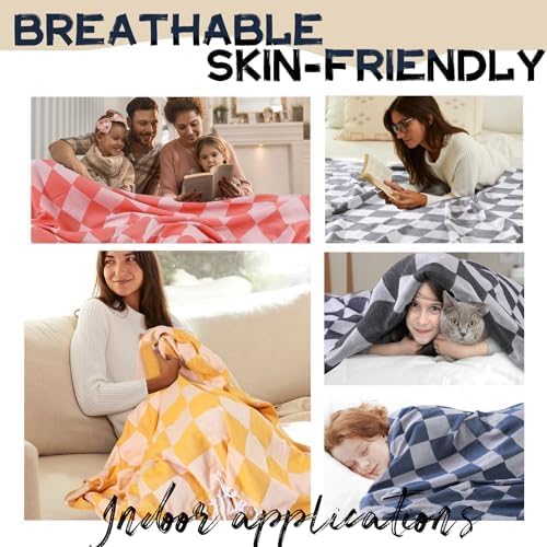 Checkered Boho Beige Throw Blanket Bedroom Living Room Accessories Sofa Couch Chair Essential Bohemian Aztec African Southwest Neutral White Fall Antique Vintage French Country Primitive Cottage Decor