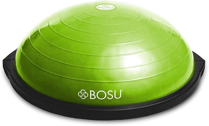 Bosu Balance Ball Exercise Trainer, Home Gym Equipment w/ Guided Workouts & Pump, 26", Blue - Inflatable Fitness Platform for Strength Training, Standing, Balancing, and Core Workout