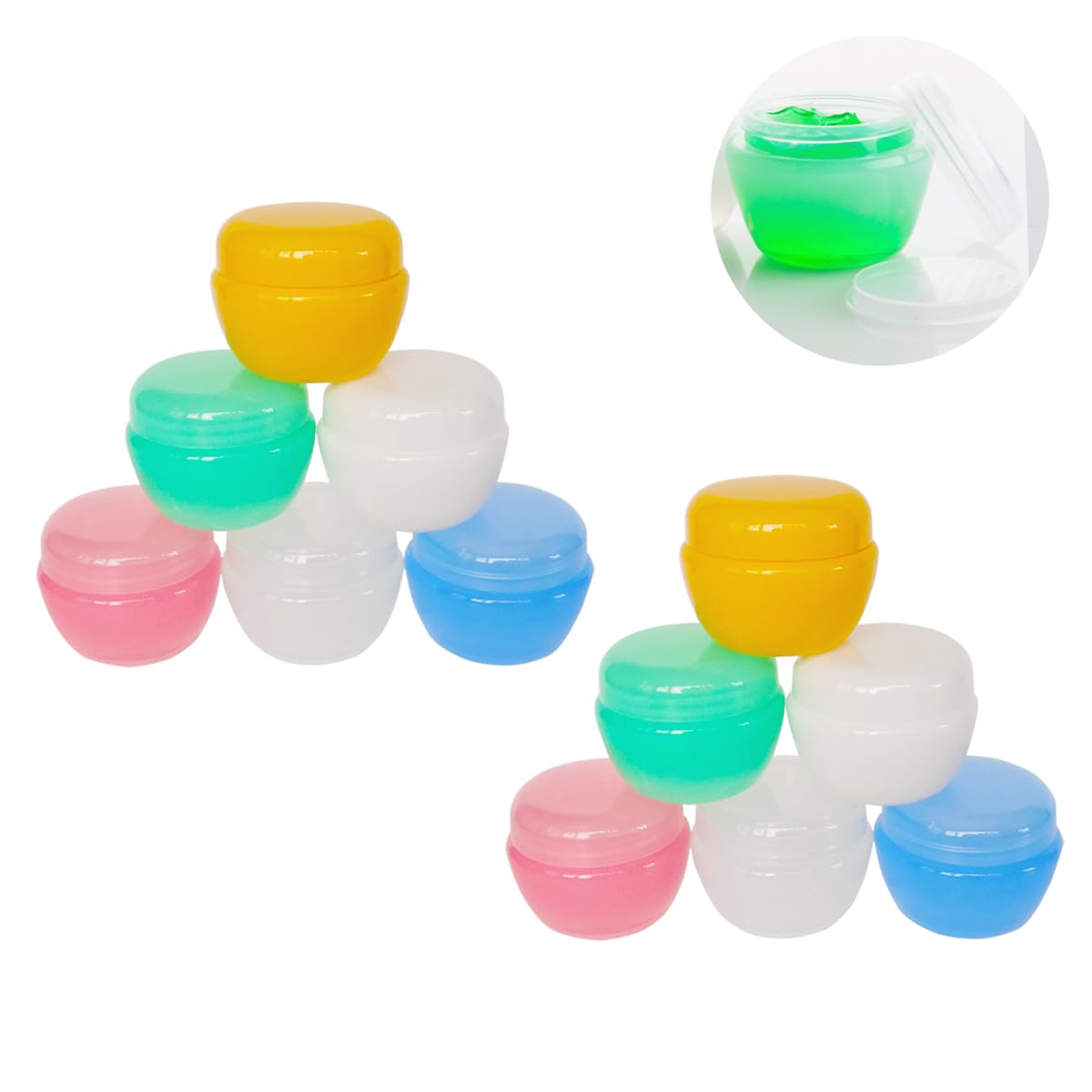 Wopanxye 12pack 20g Refillable Cosmetic Container, 20ml Frosted Small Sample Jars with Inner Liner for Oils Salves Creams Lotions Powder Makeup Eye-shadow Nails Beads Toner, FREE Spatulas & Labels