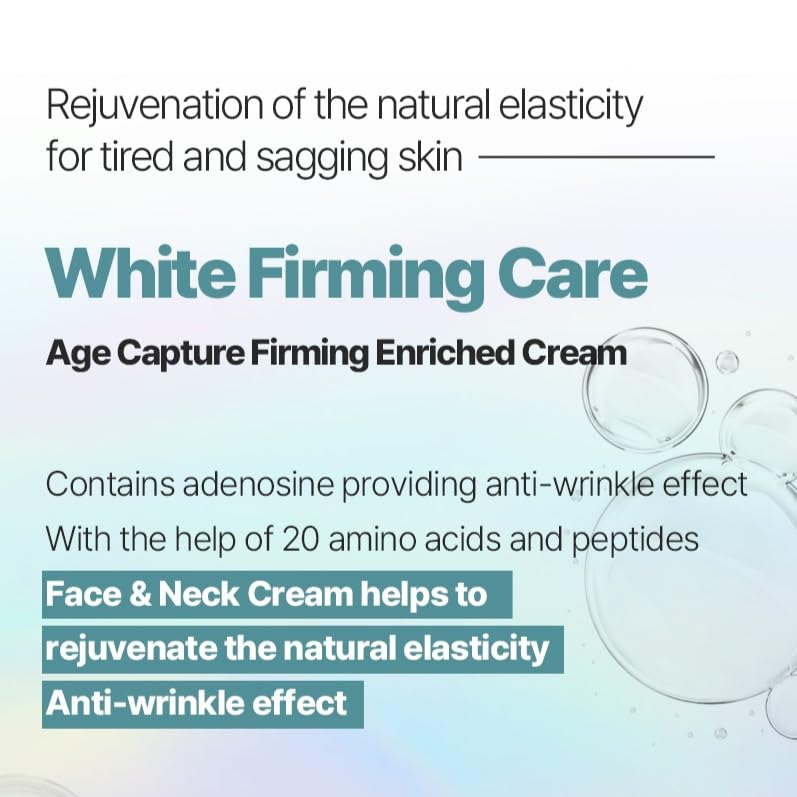 I'M SORRY FOR MY SKIN Age Capture Facial Cream, Korean Skin Care Moisturizer for Face and Neck with Hyaluronic Acid, Anti-Aging, Wrinkle Gel-Cream for Women (White - Firming Enriched Cream, 1.76 oz)
