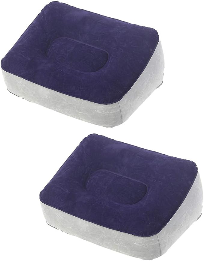 BESPORTBLE Inflatable Foot Rest Pillow Travel Footrest Cushion Outdoor Airplane Massage Stool Relax Cushion 2 Pcs (Grey Blue)