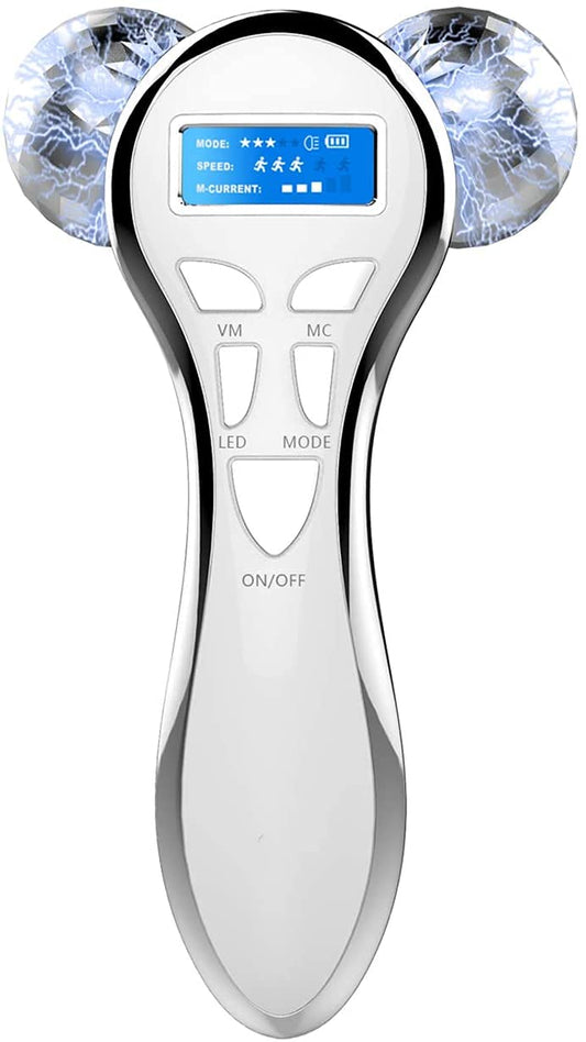 4D Microcurrent Face Massager Roller,Electric Rechargeable Face Lift Roller Arms Legs Massager for Anti Aging Wrinkles Facial Massage