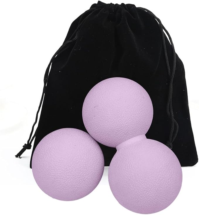 2 PCS Peanut Massage Ball Roller, Double Lacrosse Ball, Acupoint Myofascial Release, Muscle Knot Relaxer Trigger Point for Physical Therapy, Occipital, Back Knot, Psoas Muscle Release Tool (Purple)