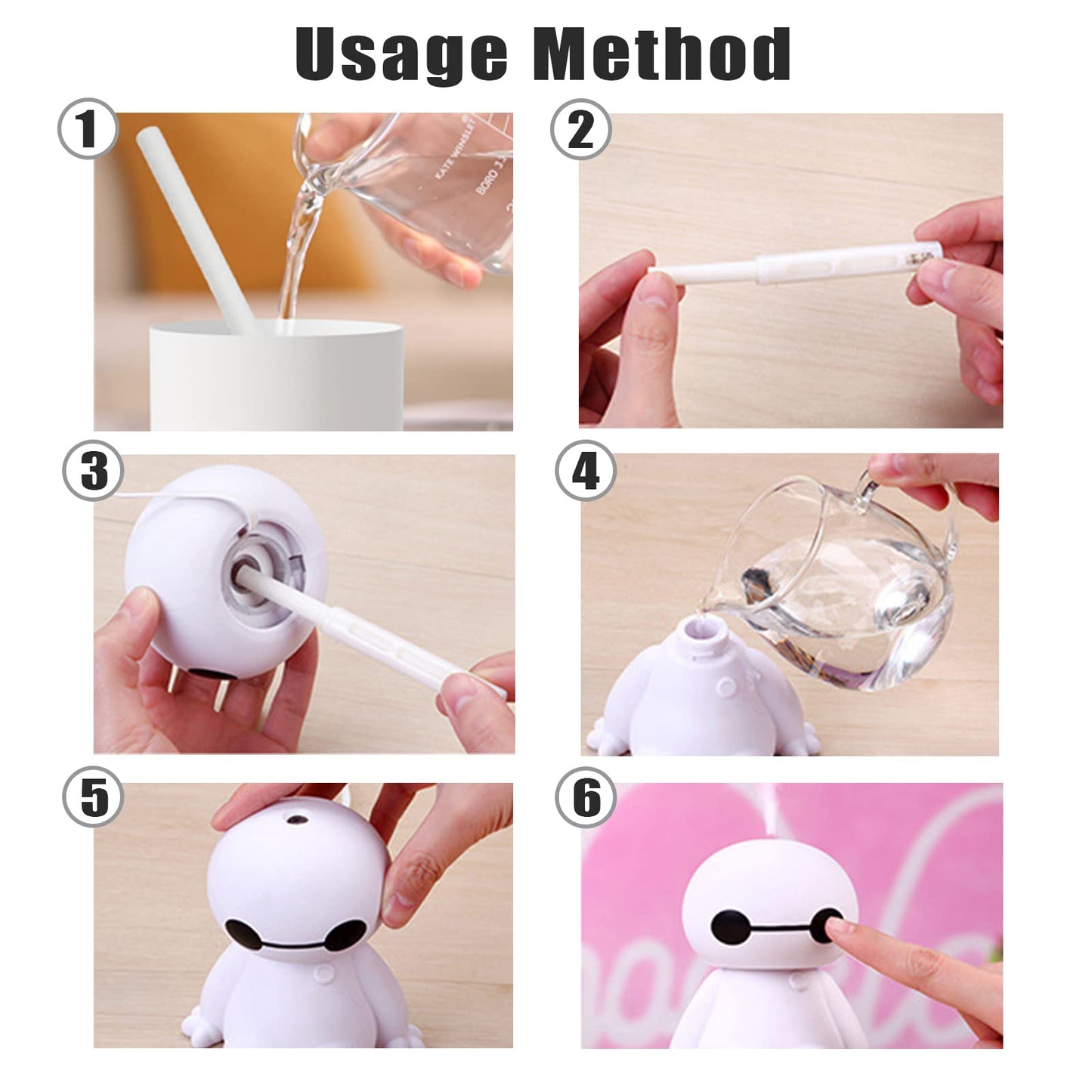 INVODA Humidifiers Portable Small Cool Mist Humidifiers Mini USB Personal Desktop for Travel, Car, Office Room, Bedroom (White)