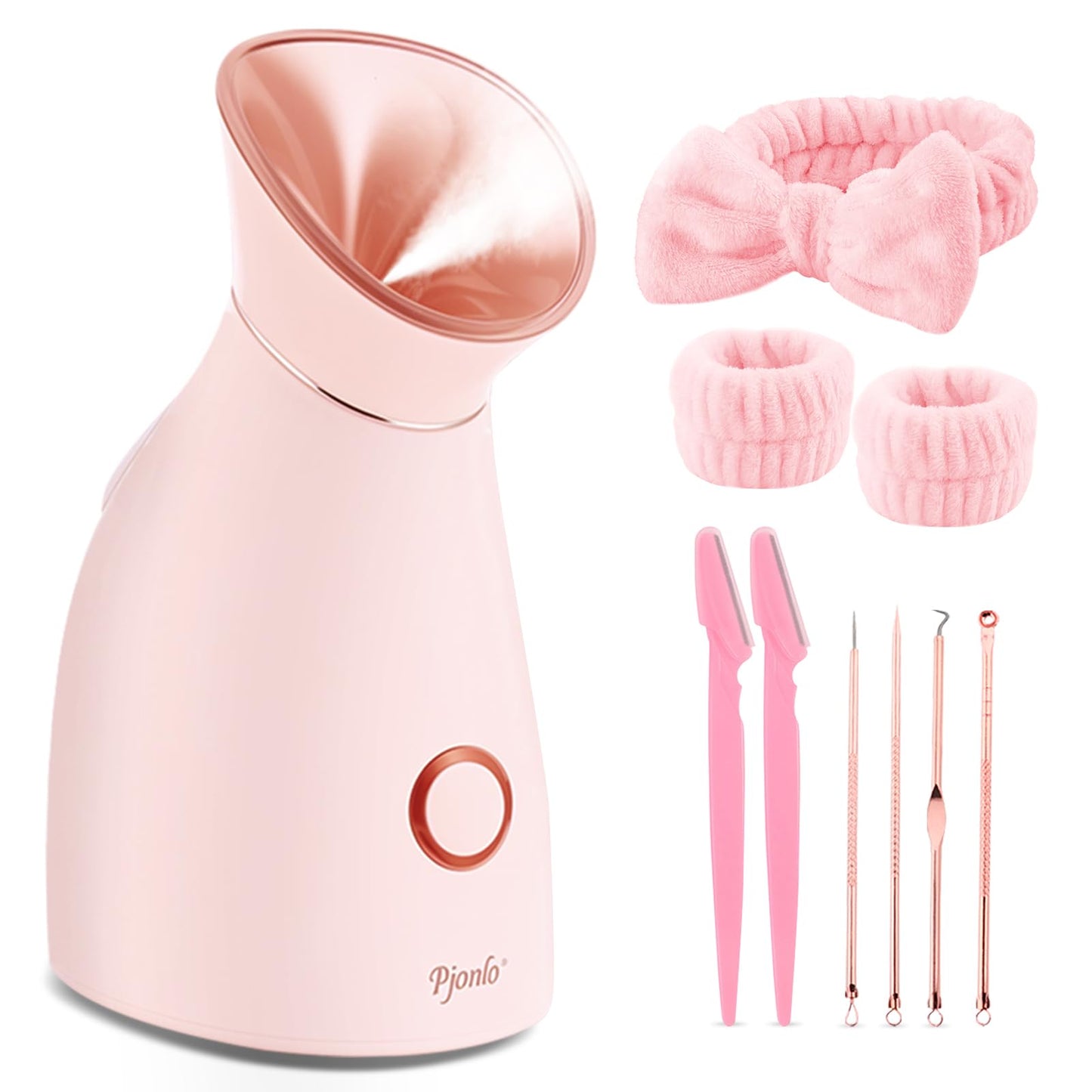 Pjordo Facial Steamer Spa Kit, Nano Ionic Face Steamer for Facial Deep Cleaning Unclogs Pores Sinuses Moisturizing, Warm Mist Humidifier Steamer for Face Home Sauna SPA, Self Care Gifts for Women