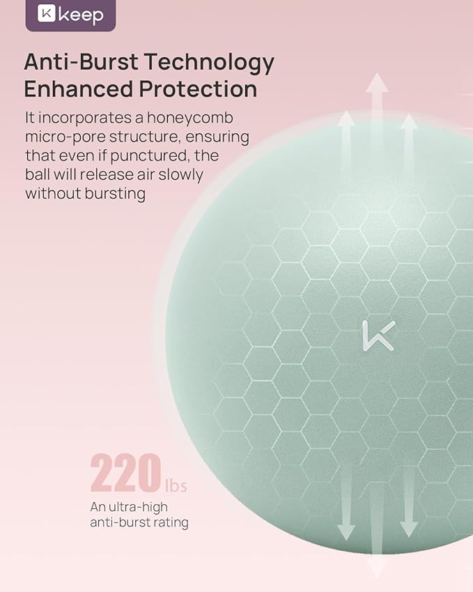 KEEP Pilates Small Exercise Ball Anti-Burst - Thickened Yoga Ball With Pump for Physical Therapy, Fitness, Workout, and Core Strength