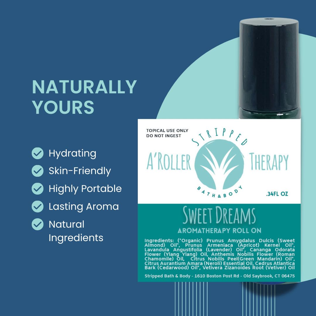 SWEET DREAMS Roll On Relaxation Aromatherapy | Night Time Unwind Support Blend w/Lavender, Neroli & Chamomile Essential Oils | Stocking Stuffer Idea