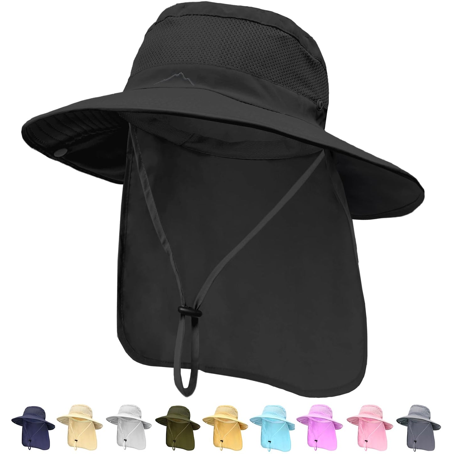 ZOORON Sun Hats for Men Women Fishing Hat with Neck Flap,UPF 50+ Sun Hat Waterproof Wide Brim Bucket Hats for Safari Hiking