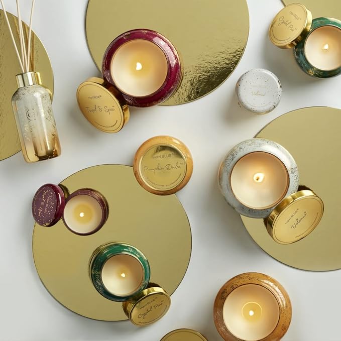 Capri Blue Glimmer Jar Candles - Luxury Holiday Scented Candles for Home - Long Lasting Soy Wax Blend - Scented Holiday & Home Decor - Volcano Signature Jar (19 oz)