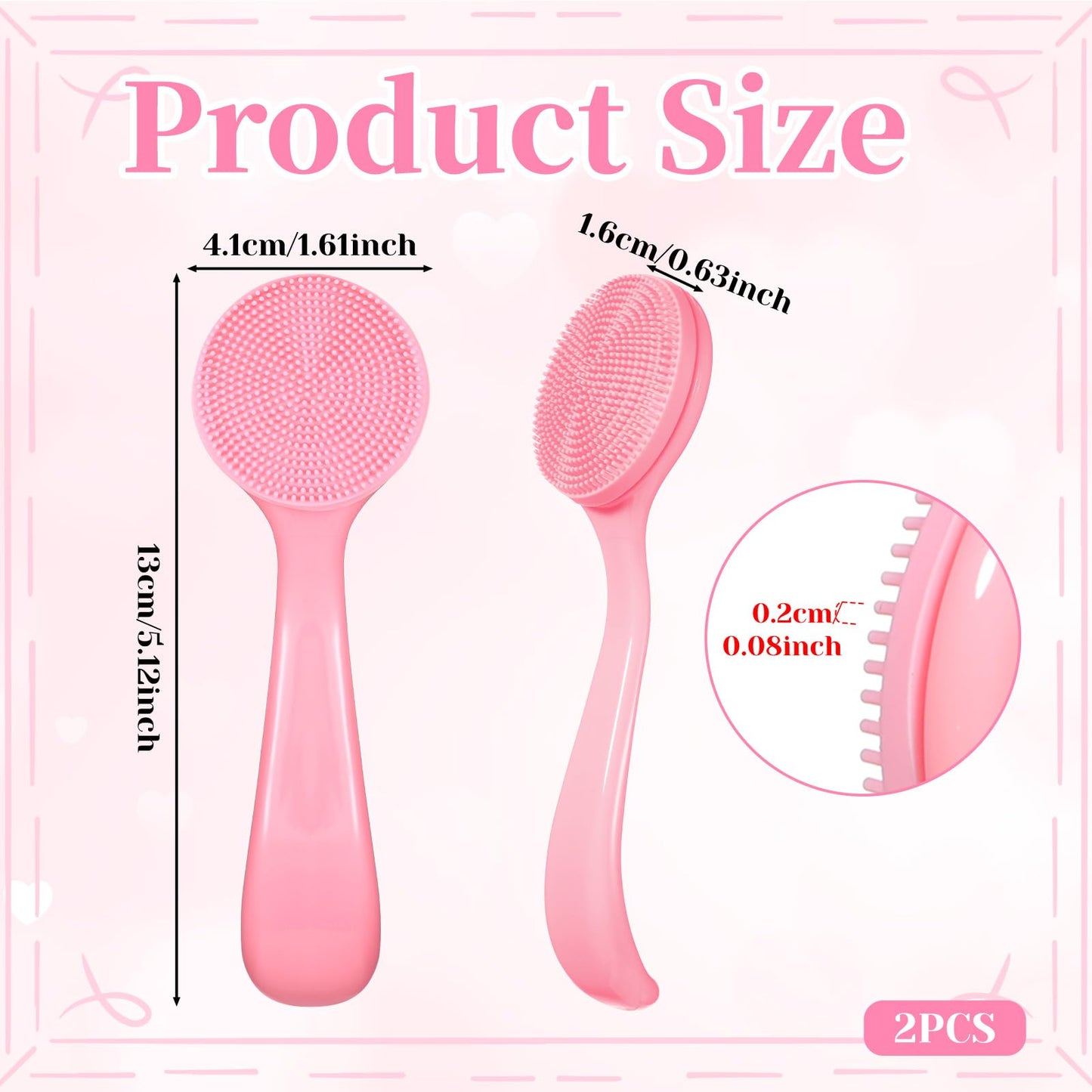 2 Pcs Silicone Manual Facial Cleansing Brush Waterproof Face Cleaning Scrubber Exfoliator Cleanser Soft Face Scrubber Exfoliating Brush for Blackheads Makeup Residues Removal(Pink)