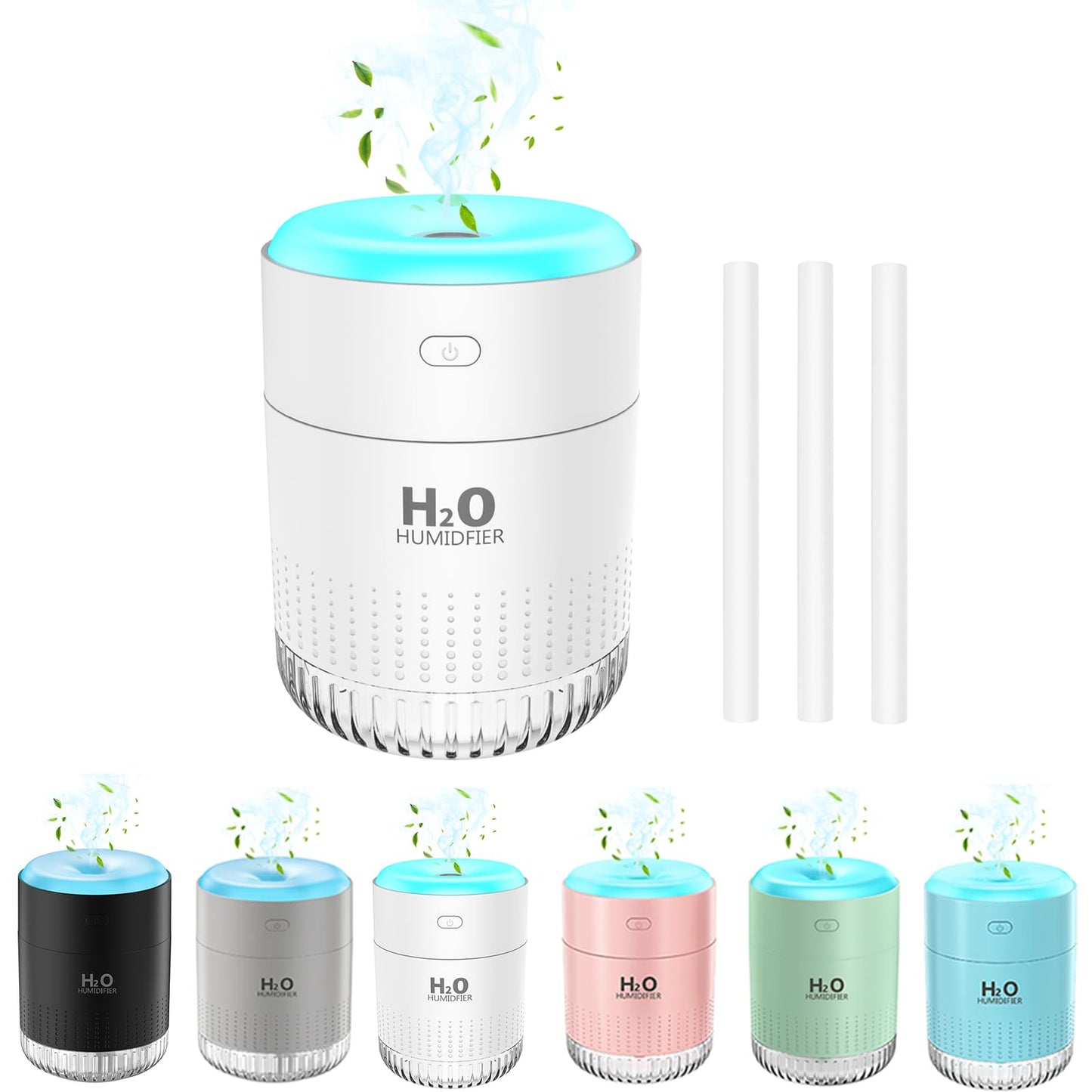 Rechargeable Mini Humidifier, Colorful Cool Mist Humidifiers with 7 Color Light, Small Personal Desktop Humidifier for Baby Bedroom, Office, Nursery, Travel with Auto Shut-Off, Super Quiet (White)