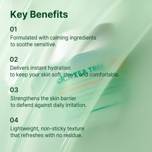 AVCA Quick Calming Cica Tea Tree Facial Cream for Comforted and Refreshed Skin 100ml/3.38Oz