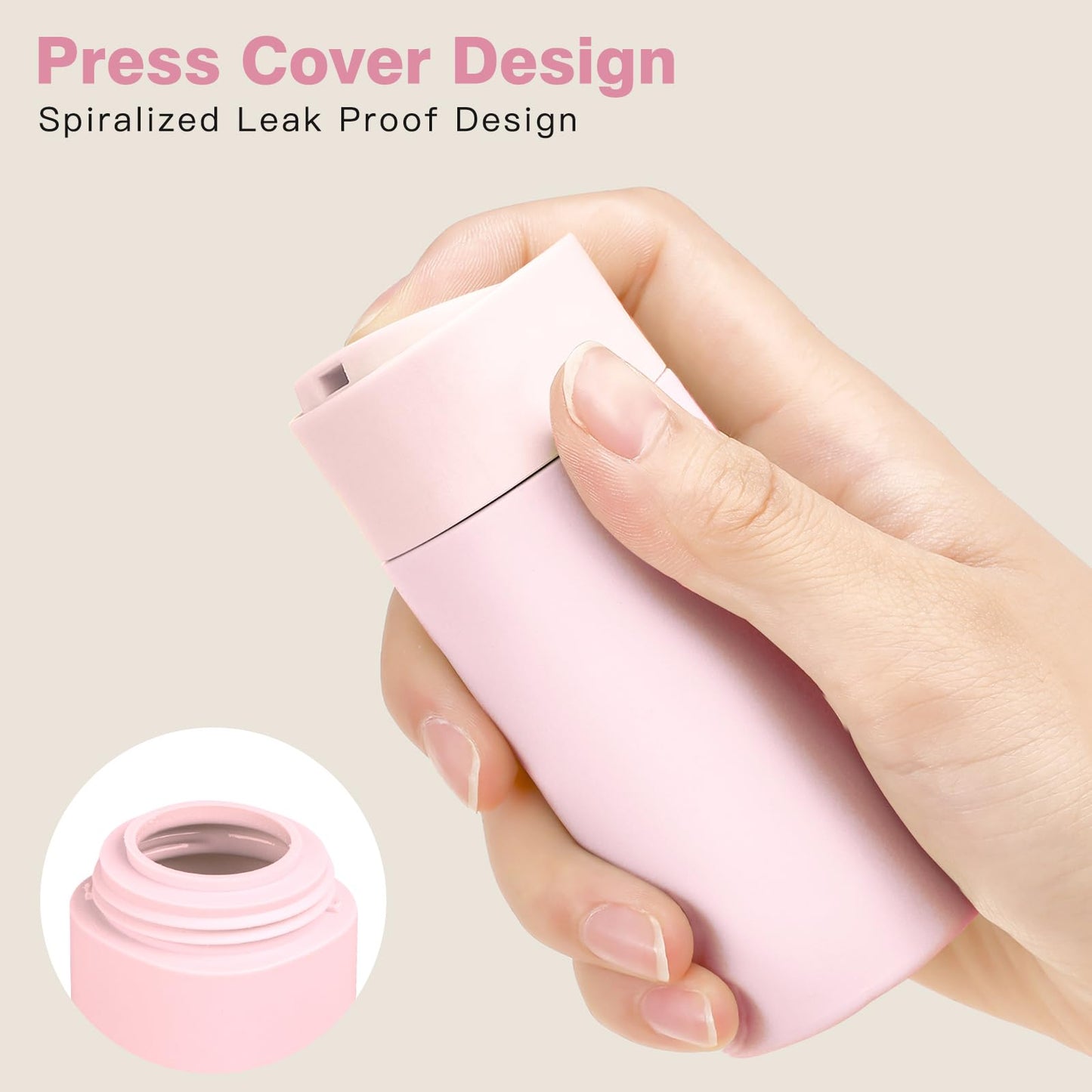 Travel Bottles for Toiletries, 5 Pack Travel Size Containers, TSA Approved Leak Proof - Refillable Silicone Toiletry Containers with Clear Bag for Shampoo, Conditioner & Lotion (Pink)