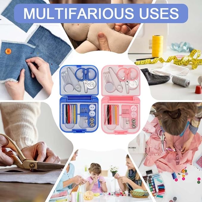 2 Pack Mini Travel Sewing Kit, Portable Sewing Kit, Emergency Sewing Kit Travel Small, Beginners DIY Sewing Thread Needle Threader Scissors Kit for Women, Mom, Traveler, Adults, Beginner