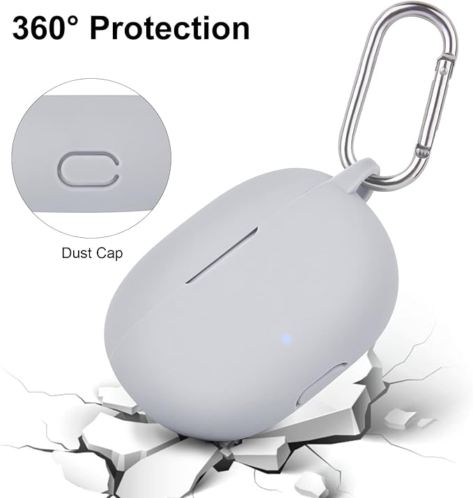 AIRSPO Silicone Case Compatible with Beats Studio Buds Case 2021 Soft Protective Cover for Beats Wireless Earbuds with Keychain (Moon Gray)