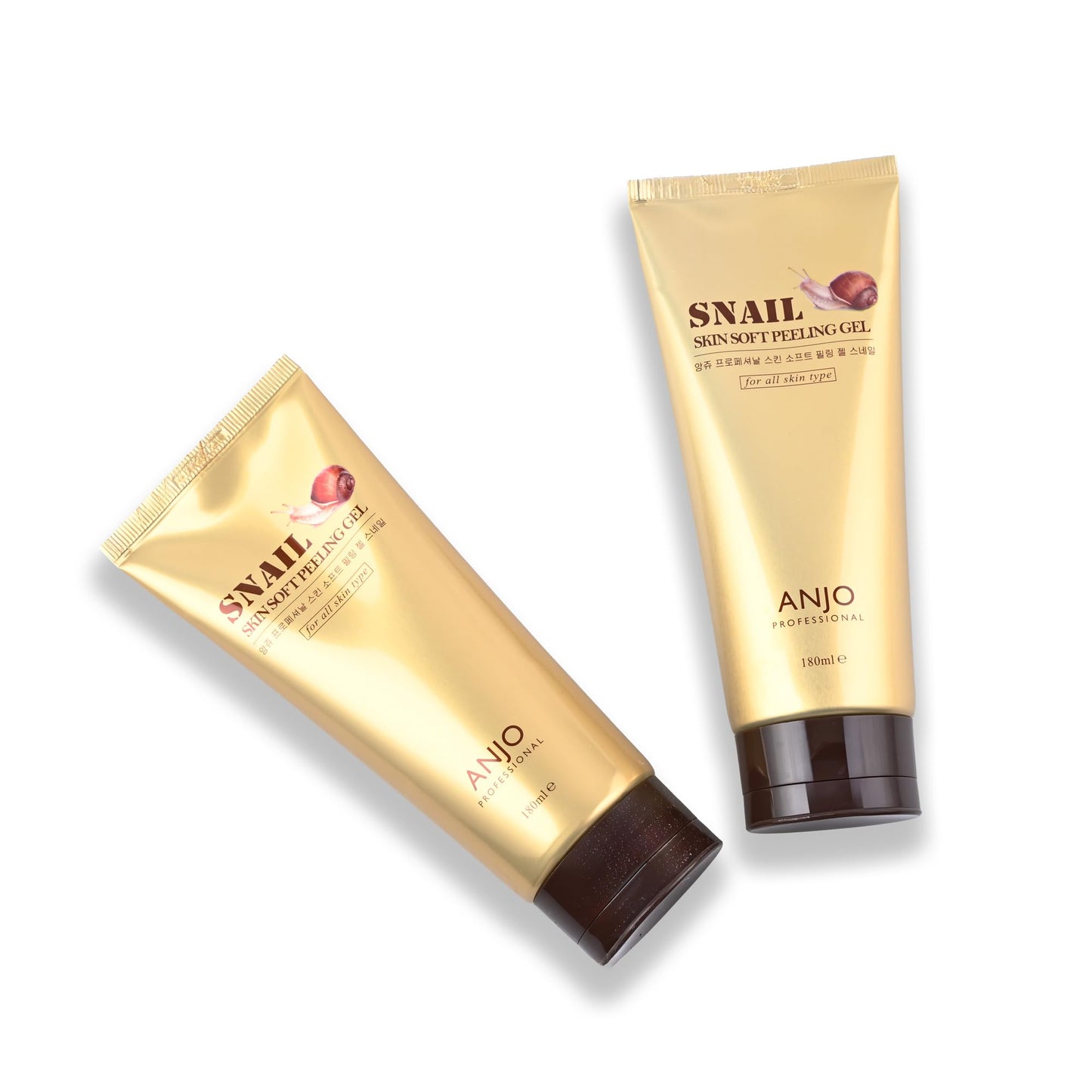 Anjo Skin Soft Snail Peeling Gel 180ML x 2 Pack - Gentle Facial Exfoliation - Korean Peeling Gel for Face & Body - Moisturizing & Soothing - with Snail Mucus for Dead Skin Removal