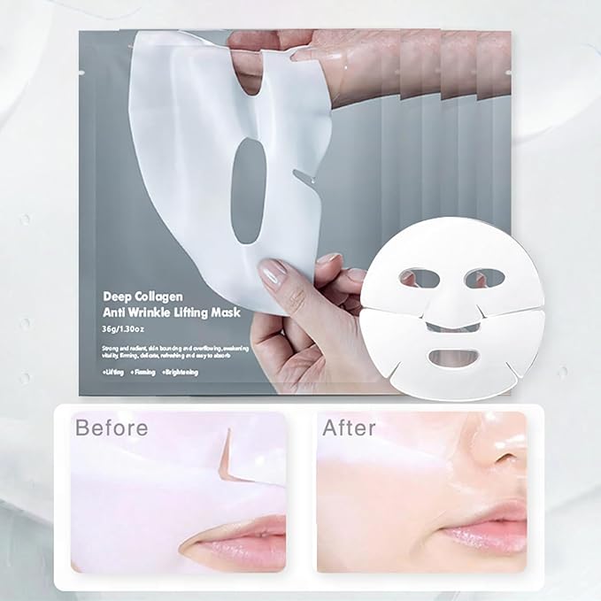 Collagen Face Mask 4-Pack - Hydrogel Sheet Mask with Hyaluronic Acid & Peptides for Instant Glow,Korean overight Wrapping Face Sheet,Elasticity Enhancing,Firming,Moisturizing
