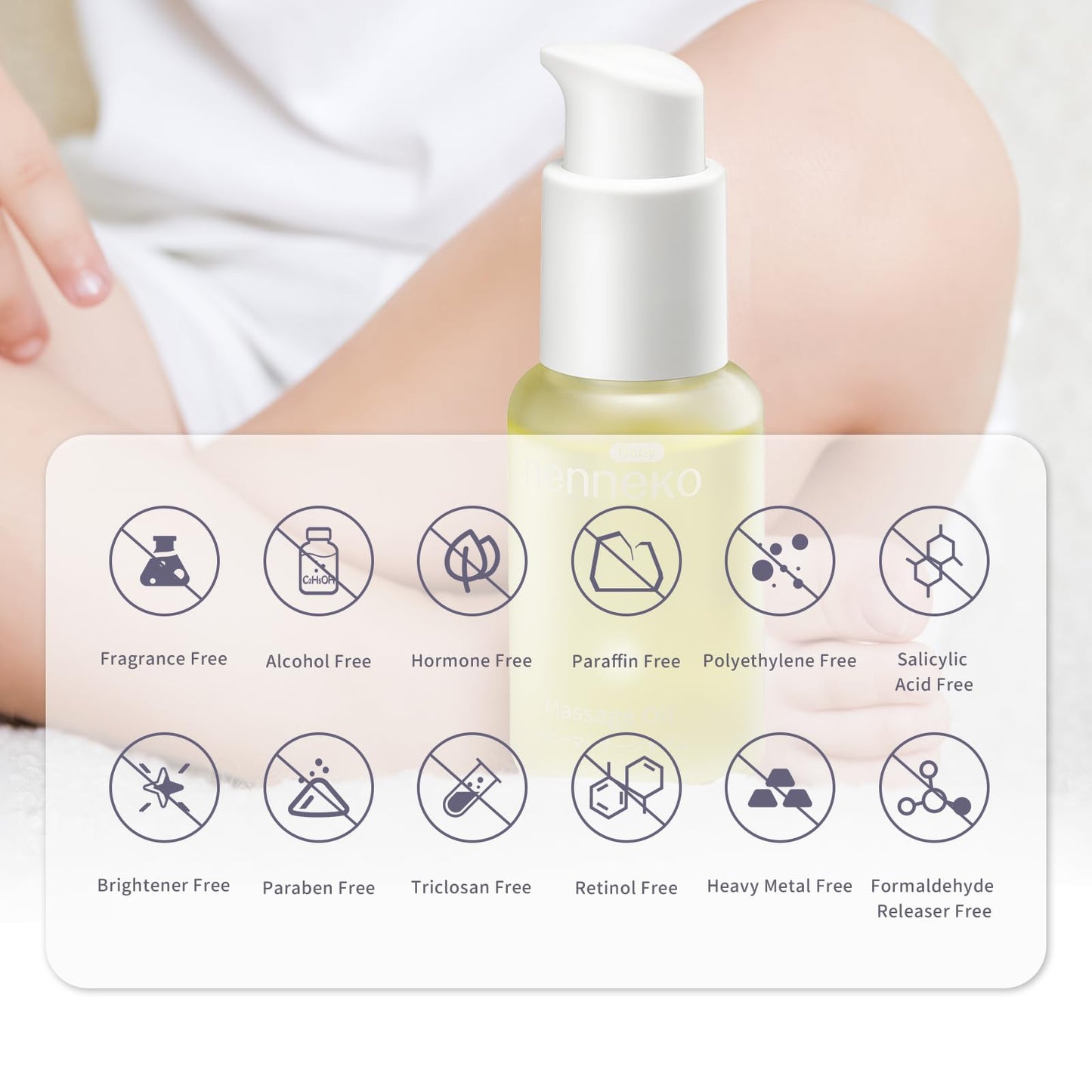 NENNEKO Baby Oil – Organic Unscented Baby Massage Oil for Newborns, Enriched with Mineral & Sunflower Oil – Gentle Moisturizer & Soothing Care – Coconut Oil for Soft, Hydrated Baby Skin