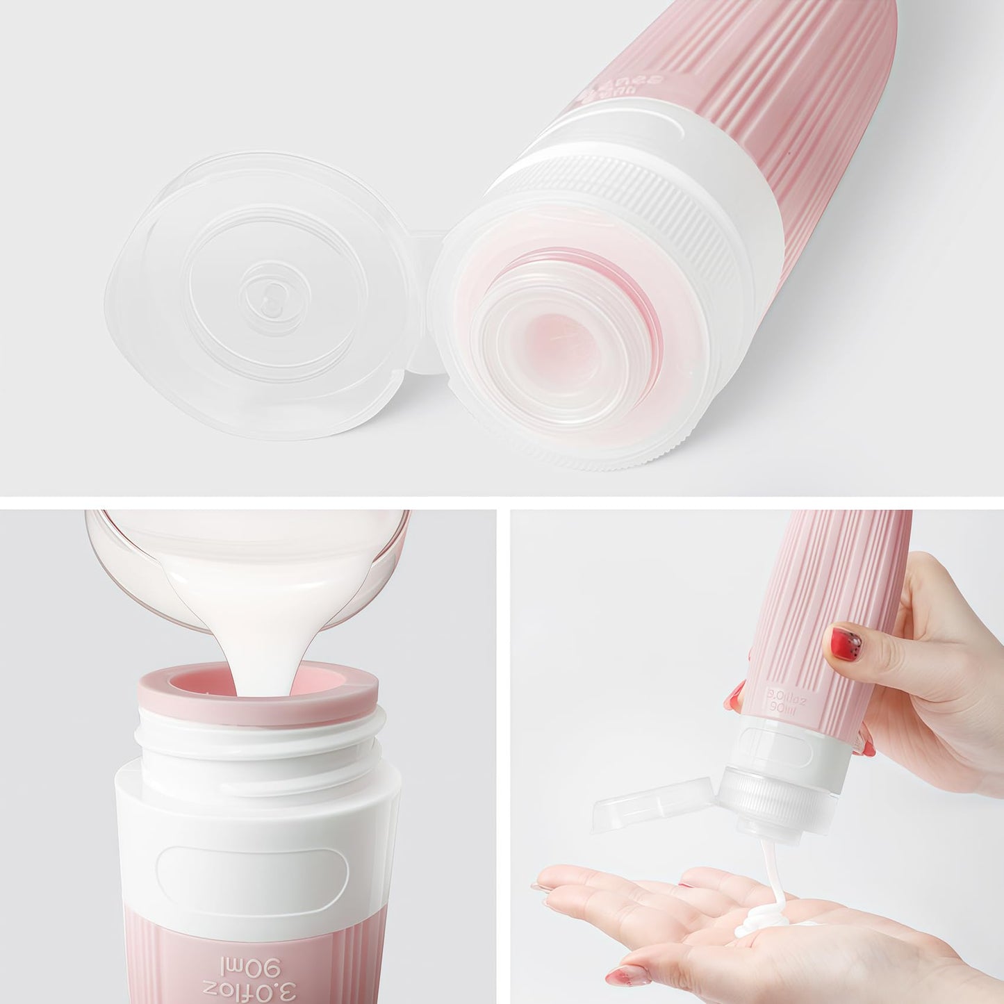 Travel Bottles for Toiletries, Leakproof Silicone Squeezable Cosmetic Liquids Bottles in Travel Size with Clear Bag, TSA Approved Refillable Cosmetic Container Kits for Shampoo and More