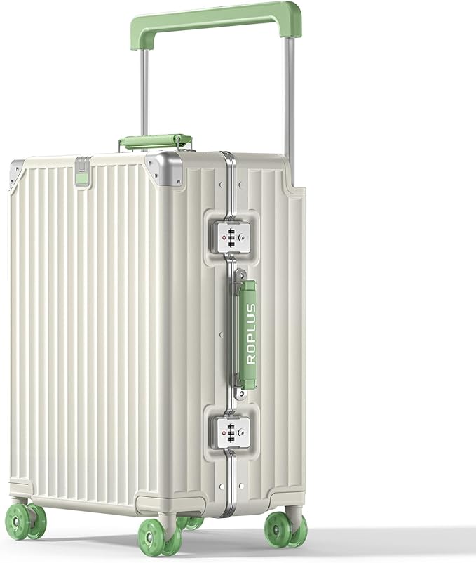 Aluminium Frame Carry on Luggage with Smooth Jelly Wheels, Hardside Zipperless Rolling Suitcase with TSA Lock (White, 21-Inch)