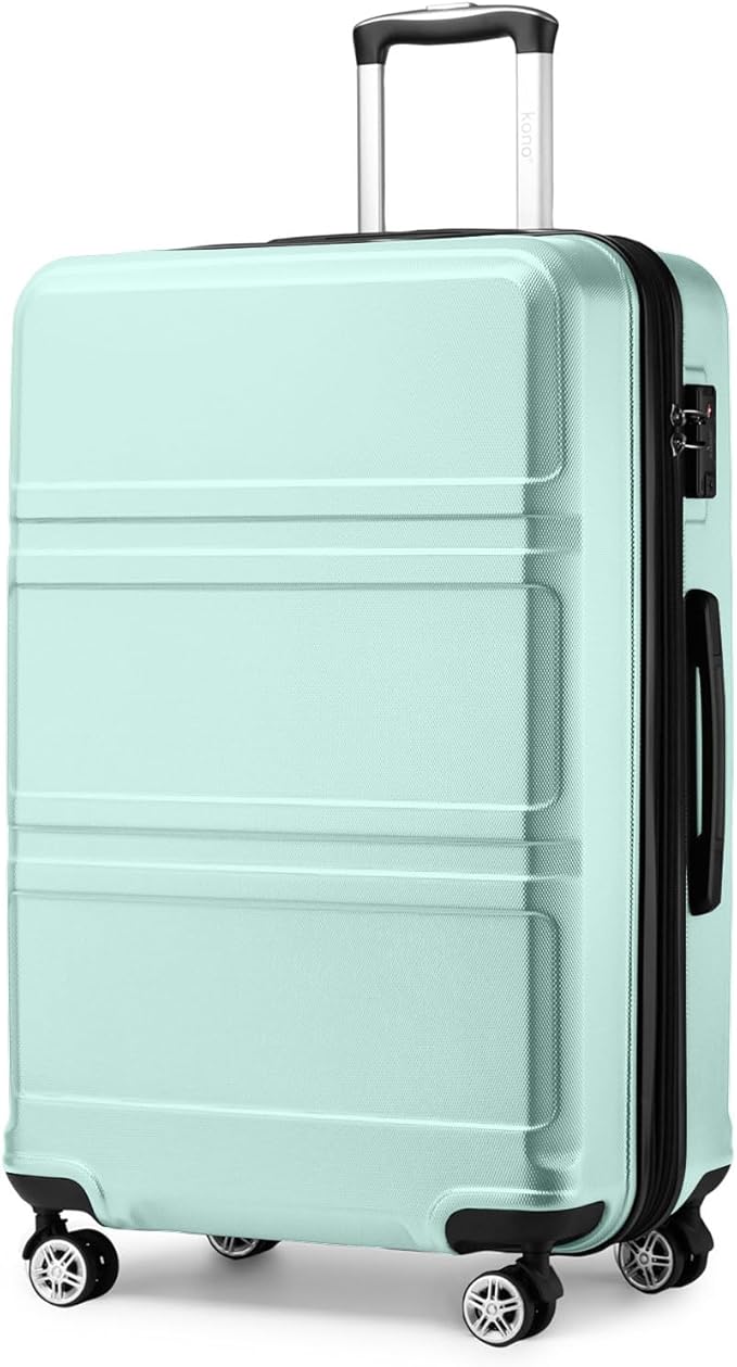 Kono 28 Inch Luggage Expandable Suitcase Lightweight with Spinner Wheels TSA Lock Hardside Large Checked Luggage Durable Rolling Suitcase Mint Green