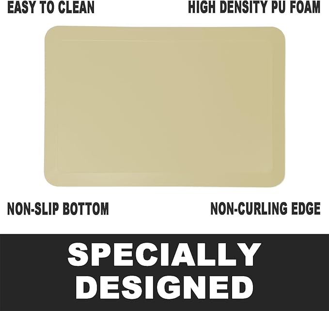 1" Extra Thick Anti Fatigue Floor Mat 40" L x 20" W,Kitchen Mat, Standing Desk Mat,140D Advanced PU Foam Ergonomic Comfort at Home, Office, Garage, Sink (Yellow)