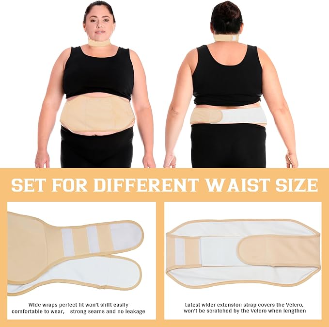 4 PCs Castor Oil Wrap- Reusable Castor Oil Packs Kit Adjustable Elastic Castor Oil Cloth Safe Organic German Cotton Plus Size for Belly, Waist, Back and Neck