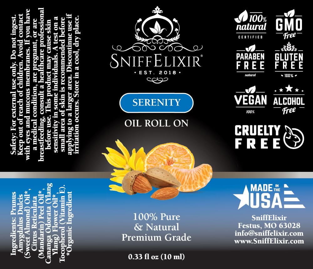 Serenity Essential Oil Roll On 10ml Calm Essential Oil Roller Natural Stress Relief Roll On, Portable Aromatherapy Roll On That Boosts Mood, Reduces Worry - Roll On Aromatherapy Gifts for Women