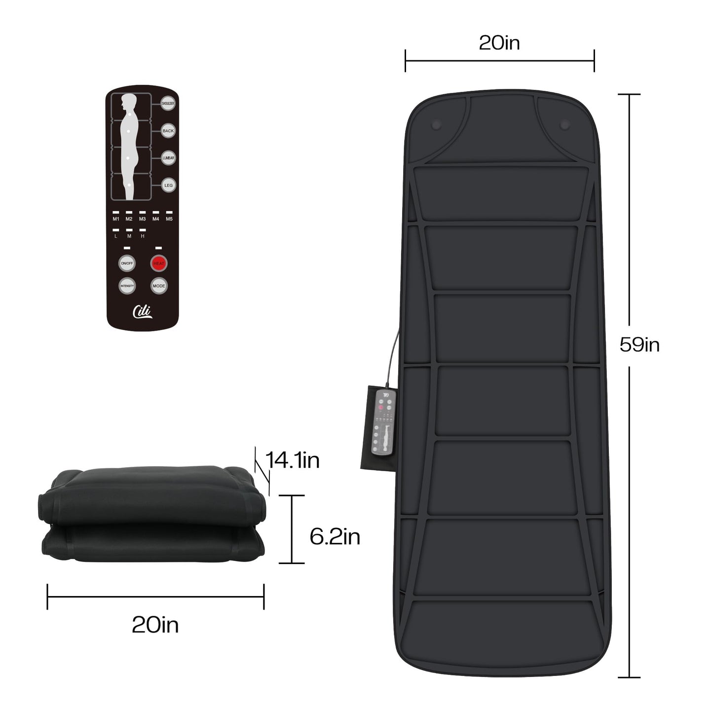 CILI Full Body Massage Mat with Heat, Vibration Back Massage Pad, Full Body Massager for Neck Back Pain, Massage Mattress Pad, Gifts for Men Women