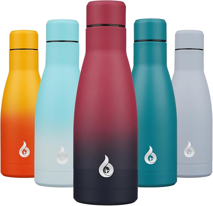 BJPKPK Insulated Water Bottle 12oz Small Stainless Steel Water Bottles Reusable Metal Thermal Keep Cold and Hot,Charming Black Red