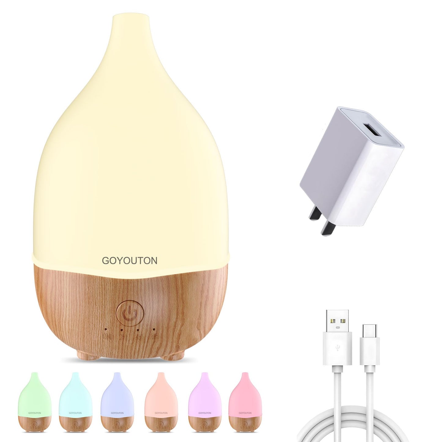 Essential Oil Diffuser, 200ml Small Aromatherapy Diffuser with 7 Color LED Lights Quiet Waterless Auto Shuts-Off，Air Humidifier Aroma Diffuser，Ultrasonic Diffusers for Essential Oils for Office Home